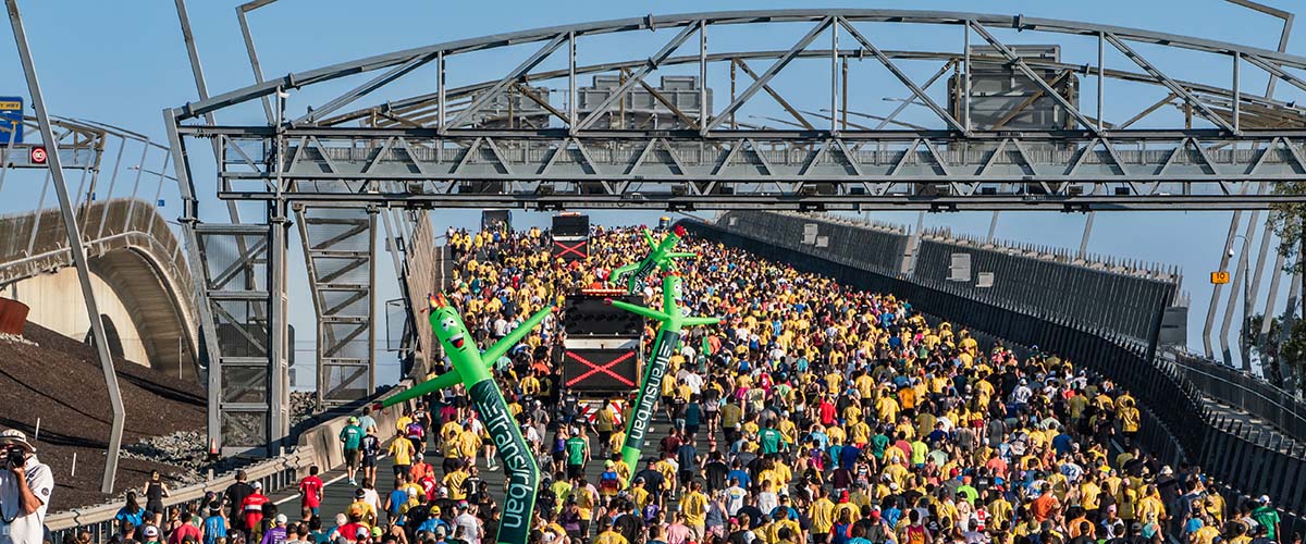 crowd on the bridge