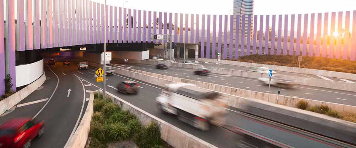 Truck entering tunnel